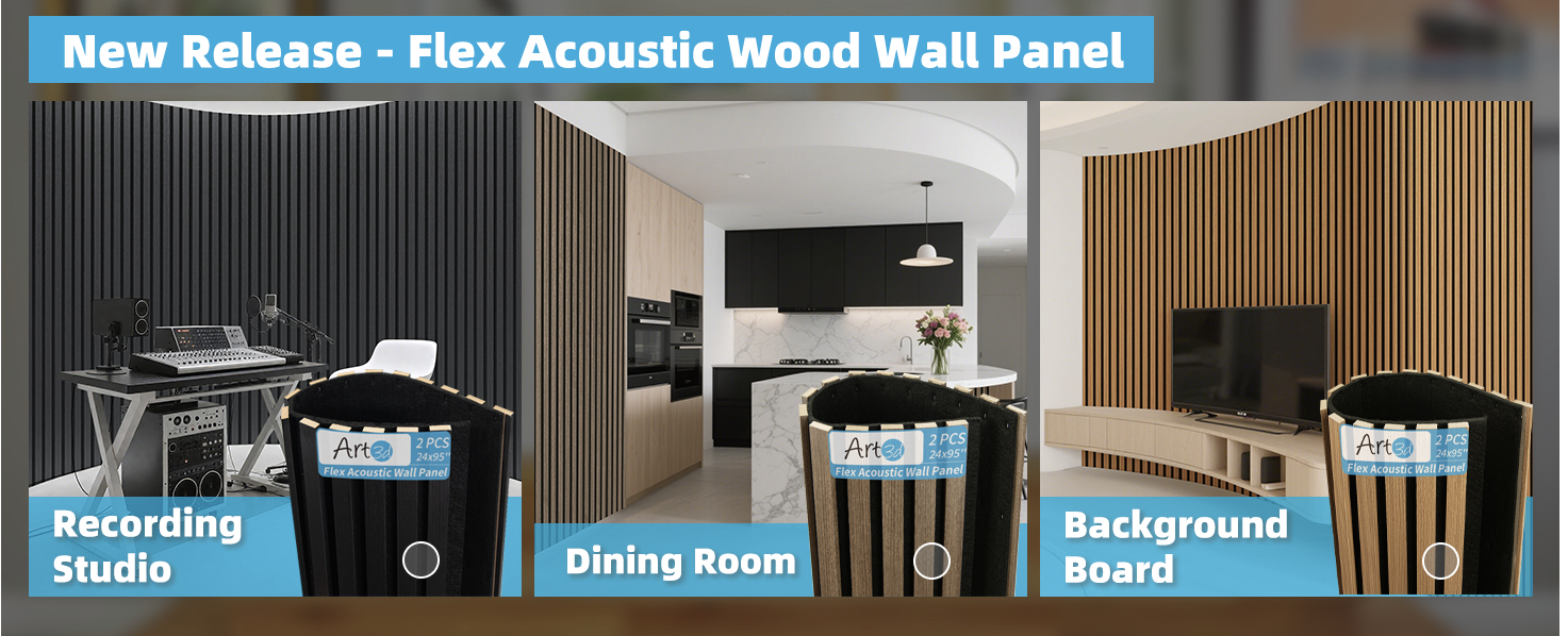 Flex Acoustic Wood Wall Panel - Recording Studio, Dining Room, Background Board
