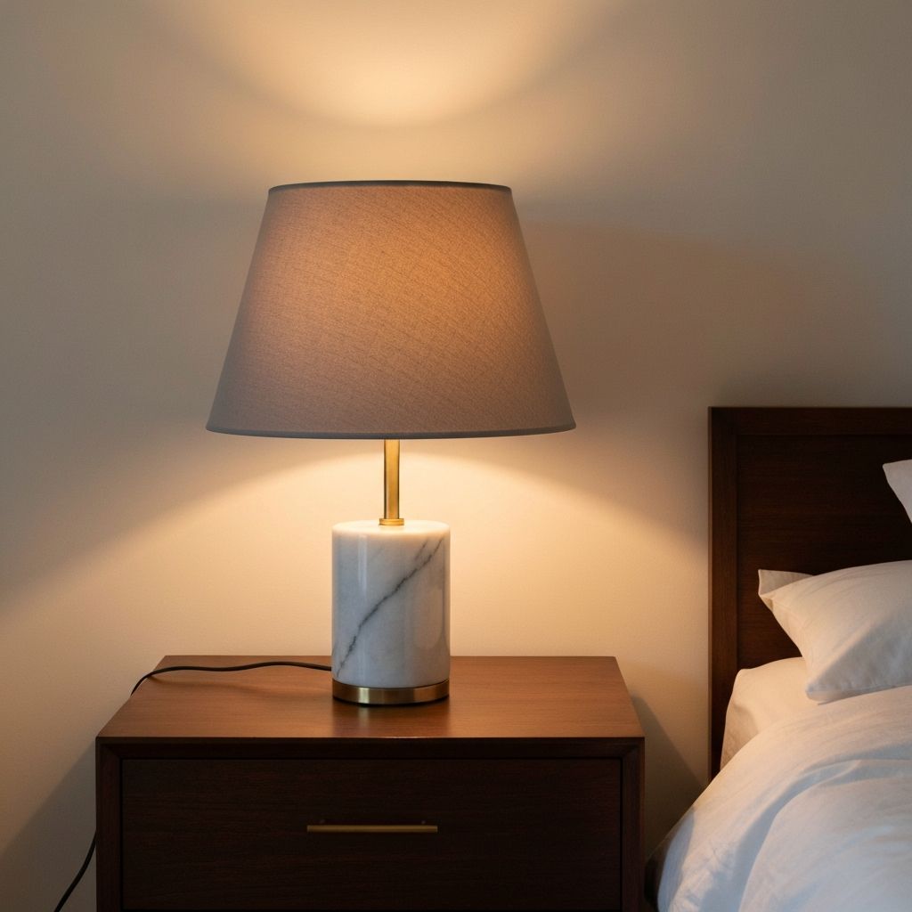Minimalist lamp in bedroom setting